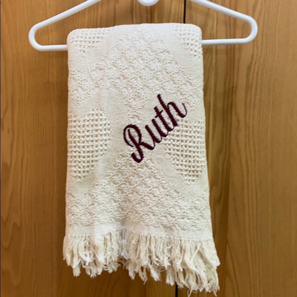 Things Remembered cream colored throw-personalized